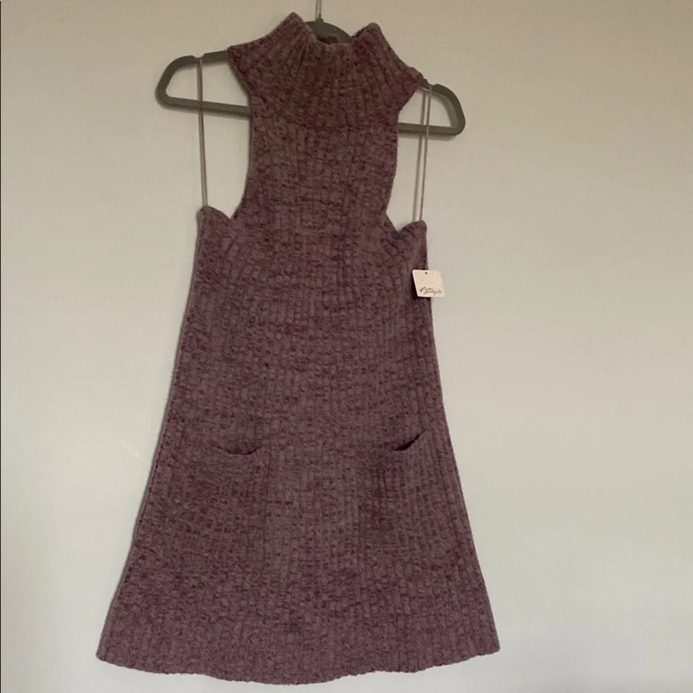 Free People | Claude Knit Halter Turtle neck sleeveless mini dress - Large - Picture 2 of 8